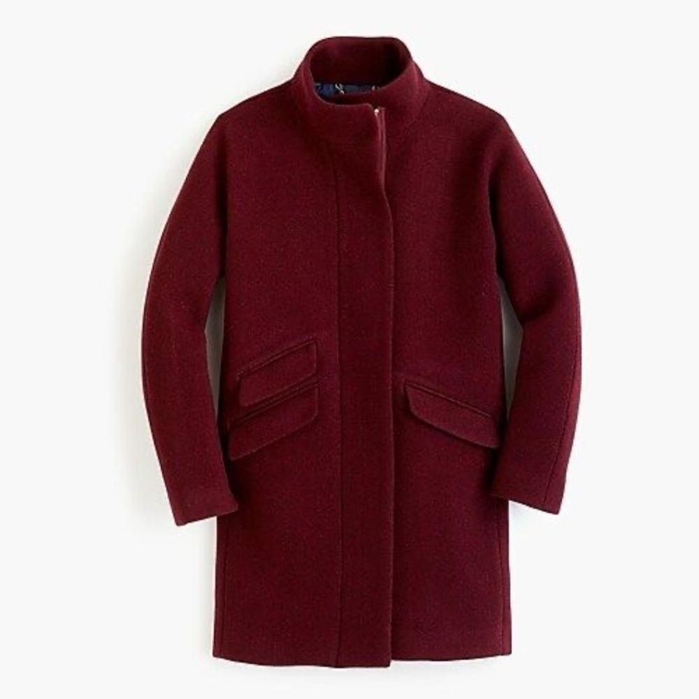 J. Crew Burgundy Wool Blend Zip-Front Coat - Picture 10 of 10